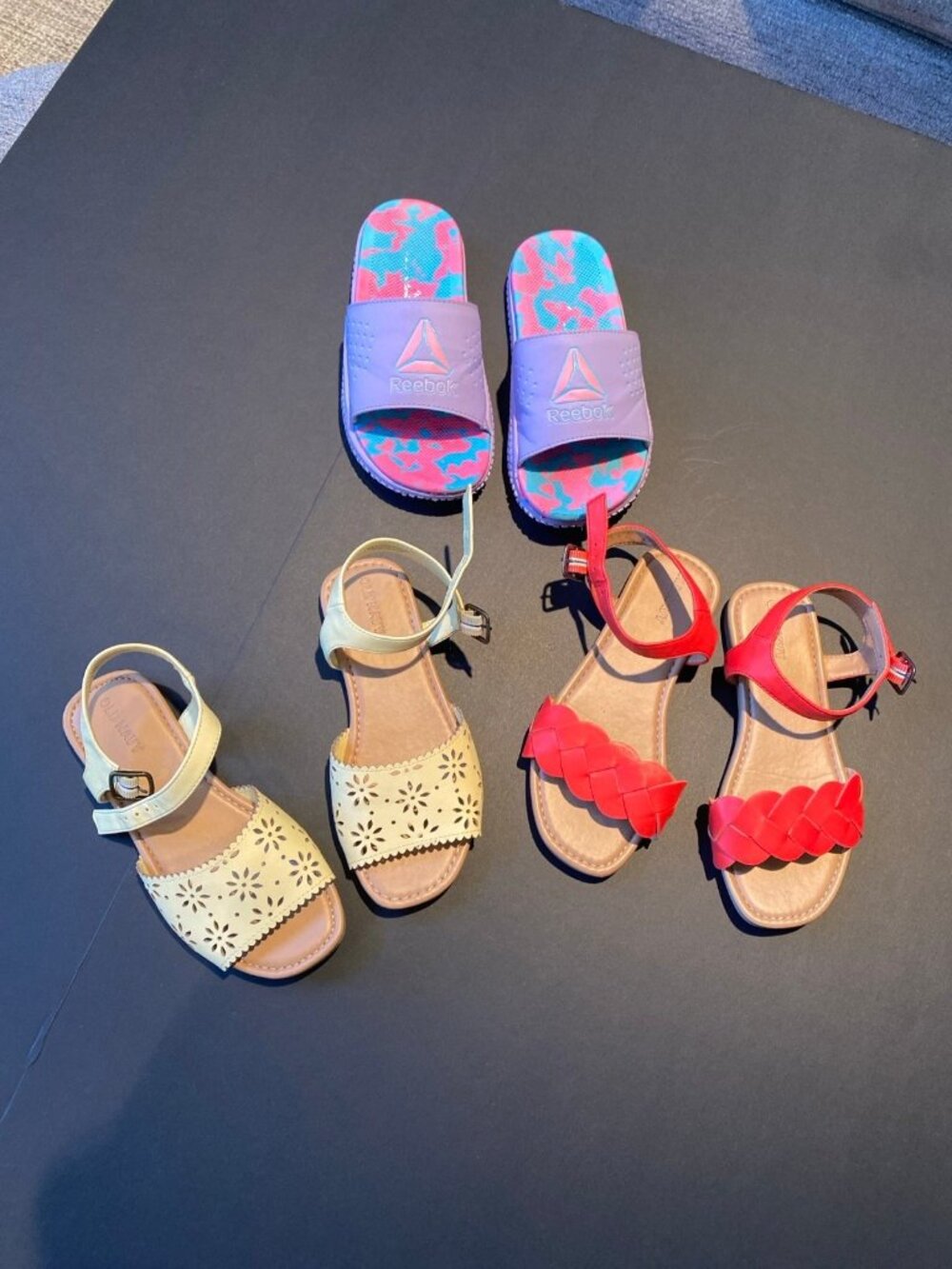 Girls Summer Shoe Sandals Slides Flip Flop Bundle Size 1 -Excellent Like New